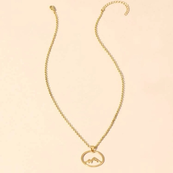 3/$30 RESTOCKED! Mountain Design Round Charm Necklace Adventure Dainty Simple - Picture 2 of 2